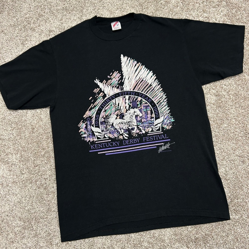 Vintage 90s 1990 Kentucky Derby Festival Tshirt Men Size Large USA Made‎ Jerzees